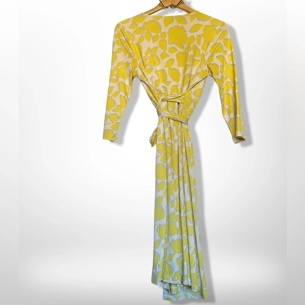 A Pea in the Pod Bright Yellow Wrap Maternity Wrap Dress